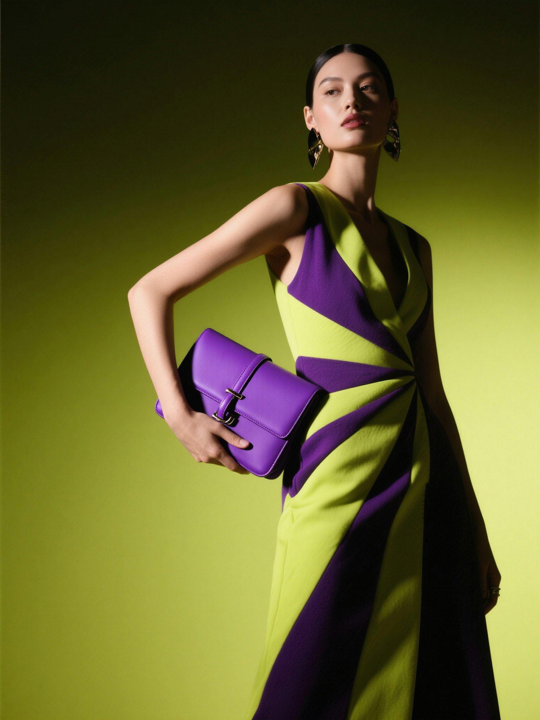 A model carrying a Maison Ore handbag over a cable-knit sweater